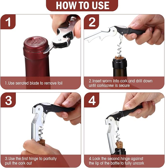 Honoson 24 Pieces Wine Keys for Severs Opener Travel Corkscrew Wine Bottle Opener Waiter Beer Bartender for Wedding Home Office Kitchen Restaurant Bar Applications (Black)