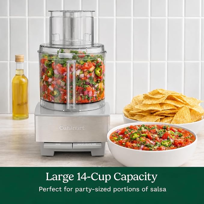 Cuisinart Food Processor 14-Cup Vegetable Chopper for Mincing, Dicing, Shredding, Puree & Kneading Dough, Light Gray Stainless Steel, DFP-14CGRY