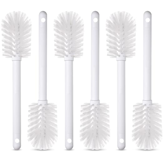 SPARTA 11" Nylon Dish Brush with 2.75" Round Head, Wide-Mouth Bottle and Bowl Cleaning Brush, Commercial Kitchen Use, White (Pack of 6)