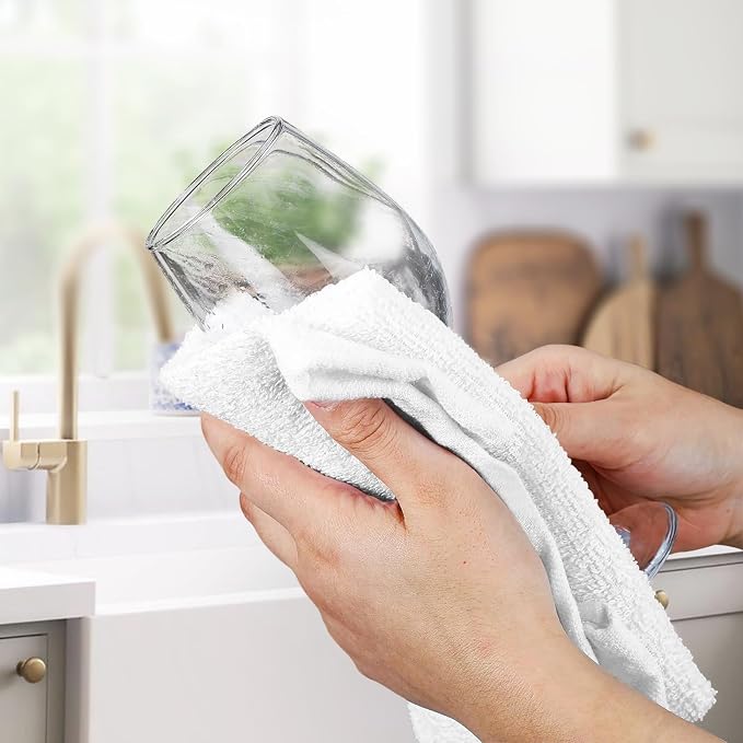 Avalon Towels Bar Towels (300 Pieces) Size 14x17 Inches – 100% Cotton, Absorbent and Reusable Cleaning Rags, Multipurpose Cleaning Towels, Terry Cloth Rags, Durable Shop Rags (White)