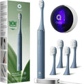 ODAY Sonic Electric Toothbrush for Adults with Wall Mounted Toothbrush Sanitizer Holder and 4 Brush Heads, Smart Timer, Wireless Charging, IPX7 Waterproof, 1 Month+ Battery, Blue