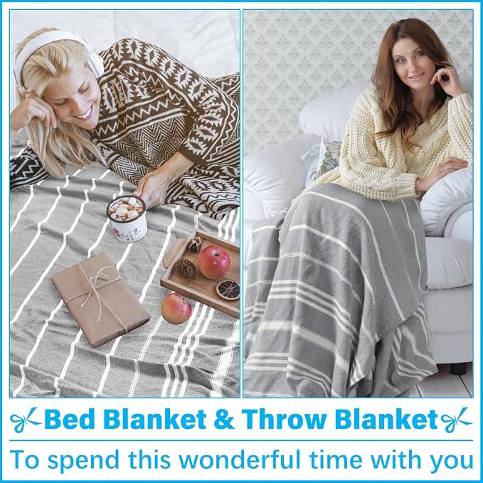 Vikumond Turkish Beach Towel Blanket Oversized 85x75 Inch Quick Dry Grey | Lightweight Compact Portable Sand Free Absorbent Boho Woven Throw for Pool Swimming Picnic Camping Cruise Outdoor Essentials