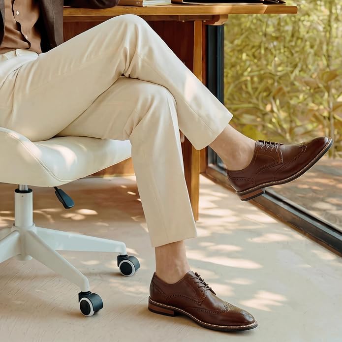 Mens Classic Cap Toe Dress Shoes Oxford for Office | Polished PU Outer Shell,Ventilated Comfortable Latex Insole. Formal Footwear Suited for Office Engagements ,Outings,Weddings