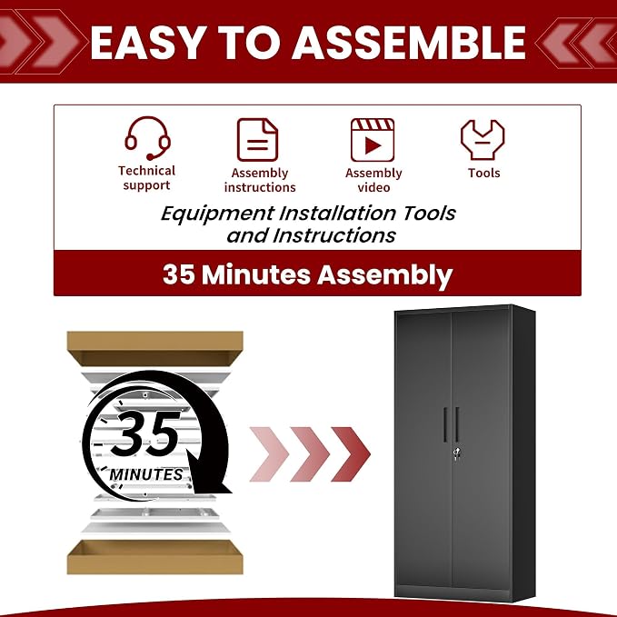 AQY Kitchen Pantry Cabinet,73" Black Pantry Storage Cabinet with 4 Tier Adjustable Shelves and 2 Doors,Freestanding Cupboard,Metal Pantry Cabinets with Handle for Living Room Kitchen Assembly Required