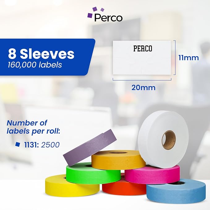 Custom Price and Date Labels for Monarch 1131 - Choose Color, Font and Imprint - 160,000 Labels w/ 64 Rolls Value Pack, 8 Sleeves - Made in USA