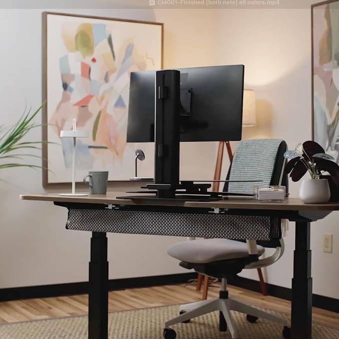 PERFECT POSTURE Mesh Cable Organizer – Clamp-Mounted Under Desk Cable Management, Flexible Mesh, Easy-Access Design, & Standing Desk Compatible – 38” (White)