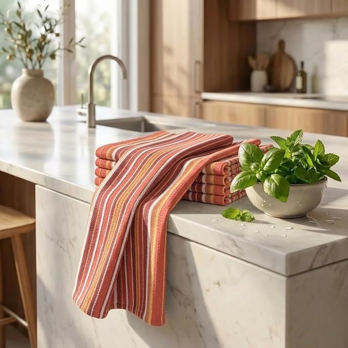 Urban Villa Kitchen Towels Cotton Dish Towels 20”x30” (Set of 6) Rust