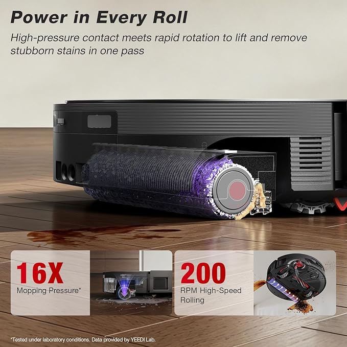 Yeedi S20 Infinity Ultra Robot Vacuum and Mop, FocusJet Stain Pre-Dissolving Tech, Mop Roller Smart Cover, 22000Pa Suction, 145°F Hot Air Dry, PowerBoost Plus Tech, AI Obstacle Avoidance,Omni Station