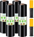 TICONN 4Pk Stretch Wrap Stretch Film Roll, 1000ft Industrial Strength 15 inch Wide Black Plastic Wrap with Handles for Pallet Wrapping Shipping Moving