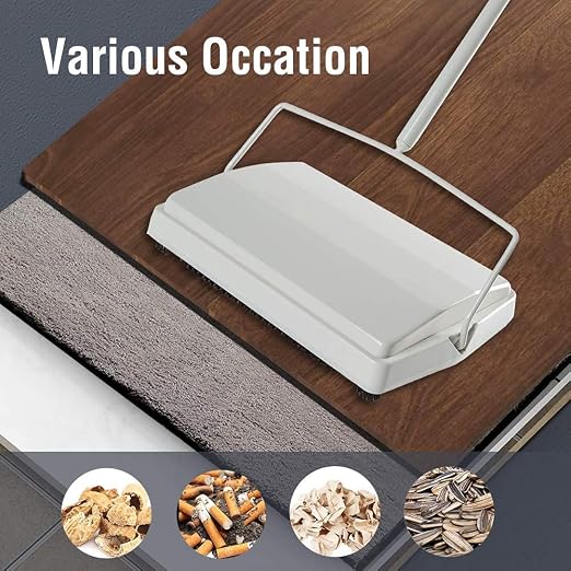 Broom and Dustpan Set for Home, Long Handle Lightweight 180 Degree Rotating Broom Indoor and Carpet Sweeper, Floor Sweeper