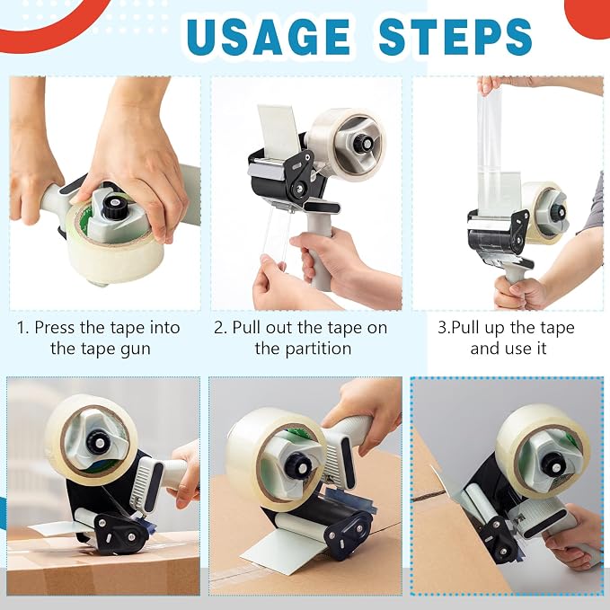 WILLBOND 4 Pack 3 Inch Wide Tape Gun Lightweight Packing Heavy Duty Tape Dispenser Gun for Moving Shipping Box Carton Seal Packing Shipping Dispenser (Black)