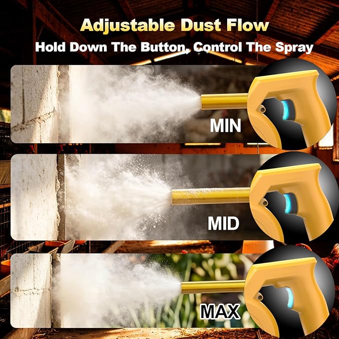 Electric Diatomaceous Earth Duster Compatible with Dewalt 20V Battery, Alternative Powder Sprayer, 1L Clear Container Powder Duster Applicator for Garden, Chicken Coop, Barn (NO Battery)