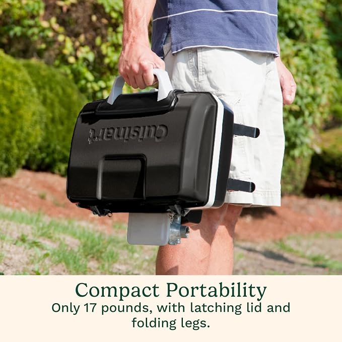Cuisinart Gas Grill, Petite Gourmet, Foldable Design with Handle, 5,500 BTU