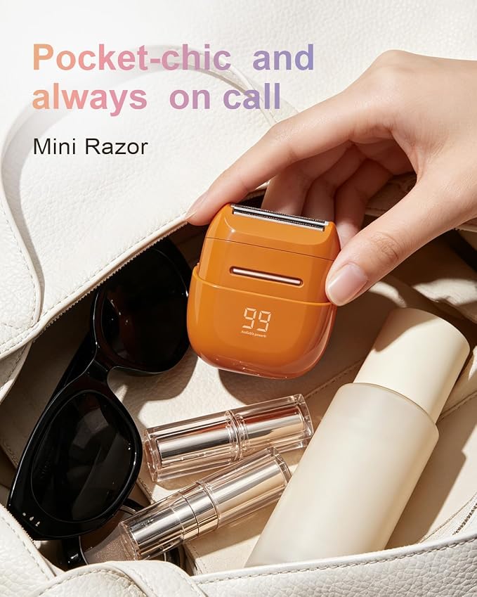 Electric Shaver for Women Waterproof Mini Electric Razors for Women - Cordless Foil Shaver for Hair Removal, Legs, Face, Body, Bikini,Sensitive Skin, Razor for Teen Girls (Orange, Fashion)