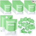 300 Pieces Bulk Feminine Wipes Individually Wrapped Travel Size Women Unscented Intimate Period Cleansing Wipes Deodorant Feminine Products Care Kits Private Parts Ph Balanced(Green)
