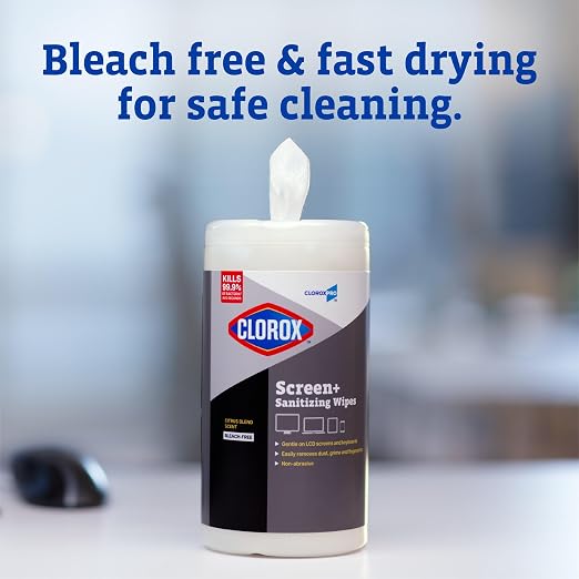 CloroxPro Clorox Screen+ Sanitizing Wipes, Disinfecting Wipes for Electronics, Gentle on Phones, Tablets, LCD Screens, Laptops and Sensitive Surfaces, Citrus Blend Scent, 1 Canister, 75 Wipes, 6 Pack