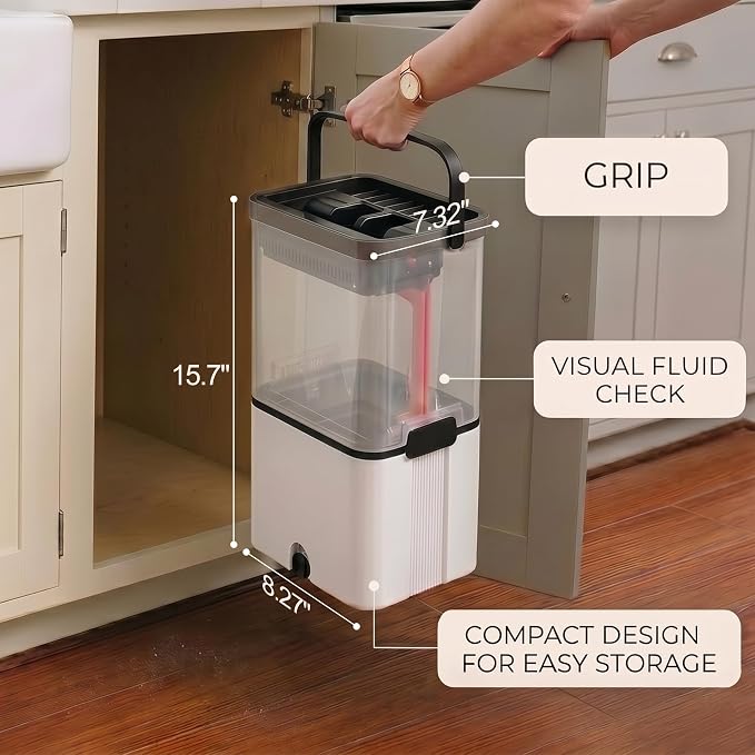 Mop and Bucket Set, Clean Water Separation Floor Dust Flat Mop | Includes 4 microfiber pads for cleaning hardwood, tile, marble and laminate floors. Features a visual clean water tank