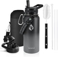 RAYMYLO Insulated Water Bottle 32 oz, Triple Wall Vacuum Stainless Steel (Cold for 24Hrs, Hot for 12Hrs), Leak Proof & Non-BPA, Modern Water Flask Jug with Paracord Handle & Straw Spout Lids