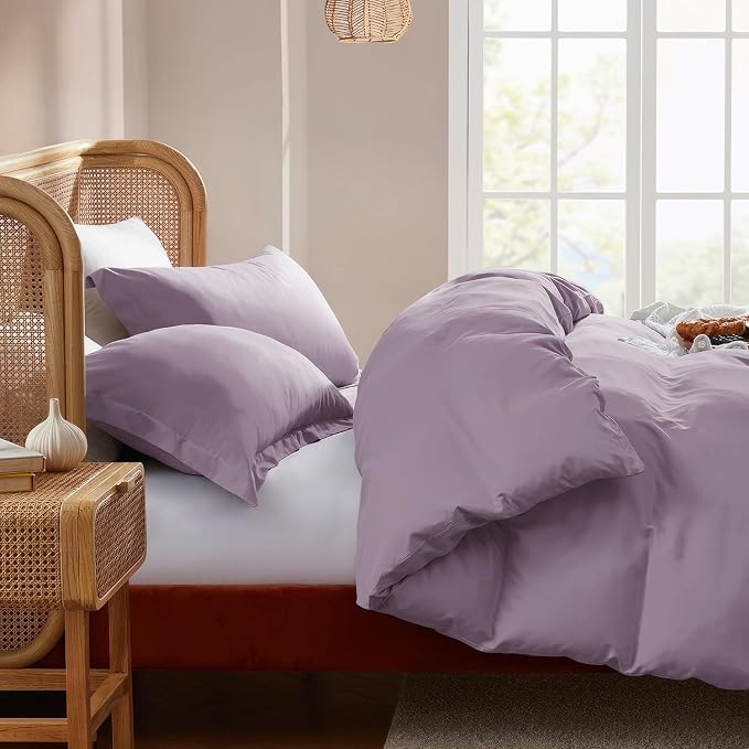 Nestl Dusty Purple Duvet Cover Queen Size - Soft Double Brushed Queen Duvet Cover Set, 3 Piece, with Button Closure, 1 Duvet Cover 90x90 inches and 2 Pillow Shams