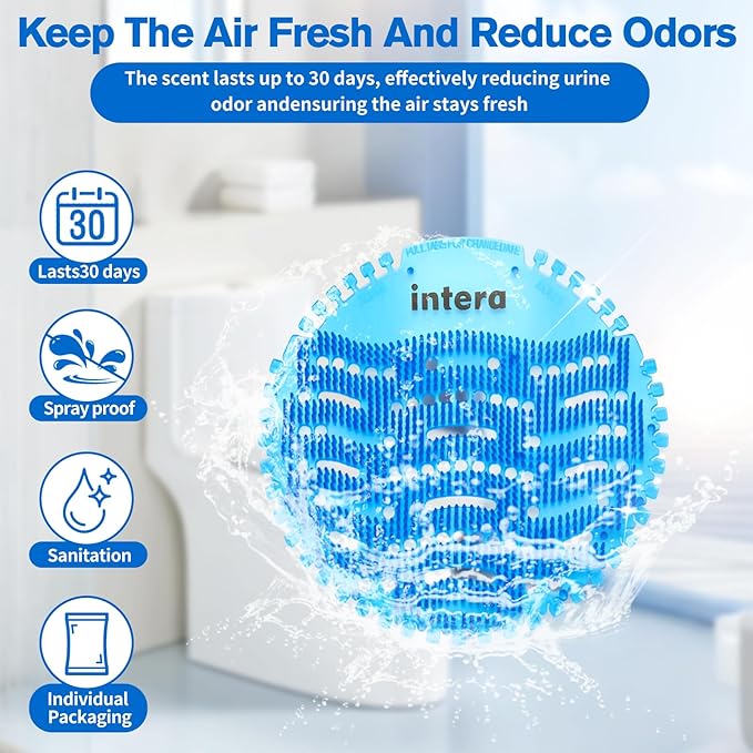 48 PACK Urinal Screen Deodorizer, 3D Wave Anti-Splash Odor Protection Urinal Cakes for Men Toilets, Long-Lasting Fresh Scents