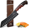DRGSKL Santoku Knife 7 Inch - Japanese Chef Knife for Fish, Bunka Knife | Japanese ATS-34 Steel, Full Tang, Ergonomic Walnut Handle, Precision Cutting, Gift Box
