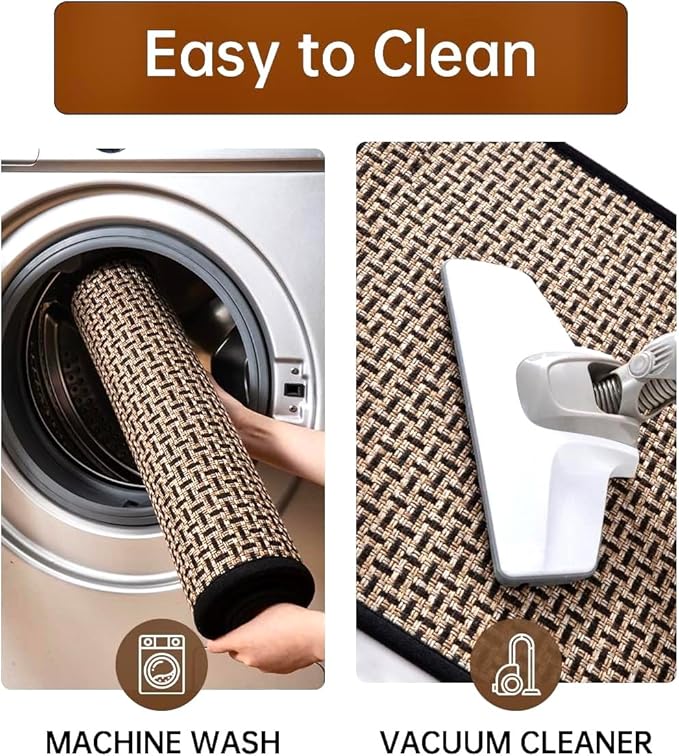 eqivei Kitchen Rugs and Mats Non Skid Washable Set of 2 PCS, Absorbent Runner Rugs for Kitchen, Front of Sink, Kitchen Mats for Floor, 17.3"x 47"+17.3"x 29" (Black)