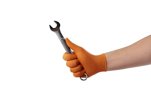 Venom Steel Maximum Grip Nitrile Gloves, 8 Mil Thick, Raised Diamond Texture For Grip, Puncture and Rip Resistant, Hi-Visibility Orange, Large (100 Count) (Pack of 3)