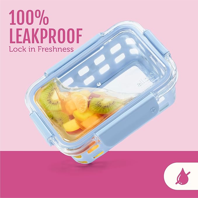 Ello Duraglass 3.4 Cup Glass Meal Prep Containers, 10 Pc, 5 Pack, Evening Orchard
