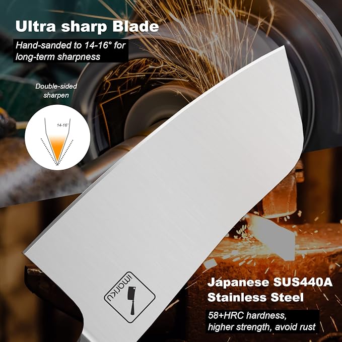 imarku 7" Meat Cleaver, Japanese SUS440A Steel, Ultra Sharp Butcher Knife | High Carbon Stainless Steel Kitchen Knife with Detachable Handle, Ideal for Home, Kitchen, Restaurant and Professional Use