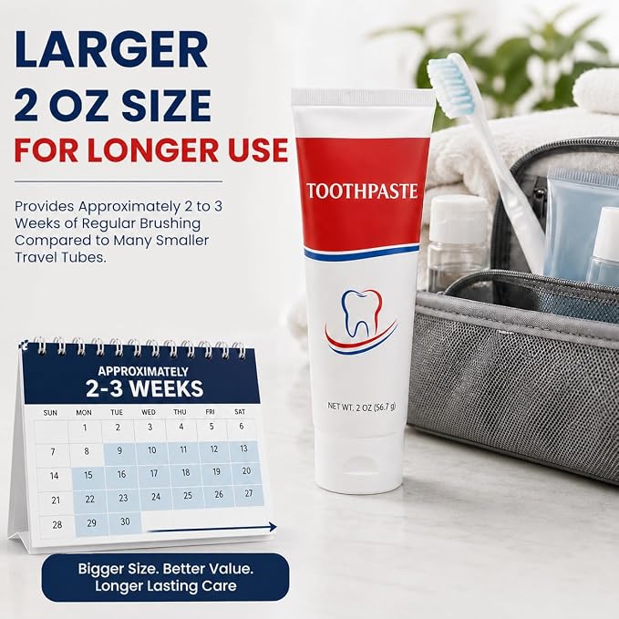 YACHT & SMITH 50 Pack Bulk Toothpaste Tubes, 2 oz Fluoride Mint Toothpaste, Wholesale Travel Size Oral Care Supplies