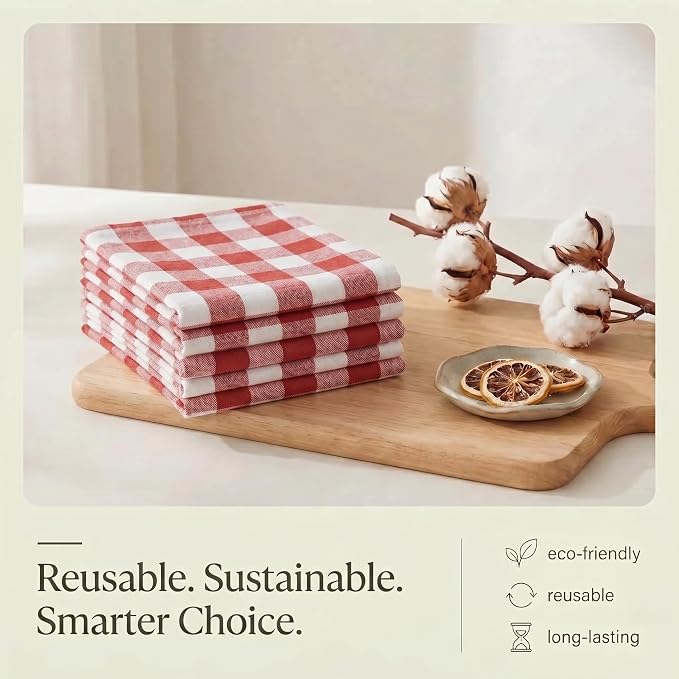 Urban Villa Kitchen Towels Set of 6 Buffalo Checks Rust Kitchen Towels 20X30 Inches 100% Cotton Highly Absorbent Kitchen Towels Premium Quality Ultra Soft Mitered Corners KitchenTowels