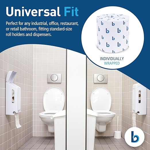 Boardwalk BWK6155 Two-Ply Toilet Tissue, White, 4-1/2" x 4-1/2" Sheet, 500 Sheets per Roll (Case of 96 Rolls)