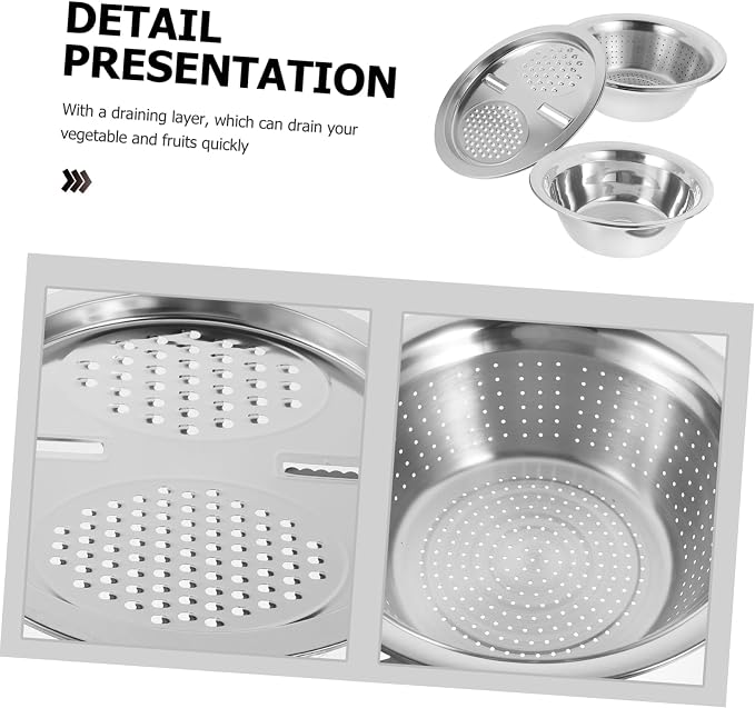 3pcs Stainless Steel Grater Basin Slicer Colander Cutter Dicer Cheese Slicer Vegetable Peeler Fruit Kitchen Tools