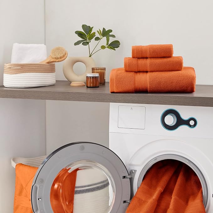 COZYART Luxury Bath Towel Set 3 PCS, Burnt Orange 100% Turkish Cotton | OEKO-Tex 100 Certified Zero Twist Ring Spun, Soft Absorbent Quick Dry, Plush Fluffy, Breathable Hotel Quality for Daily Use