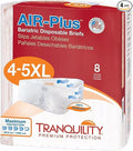 Tranquility Bariatric Disposable Briefs 4X-Large with AIR-Plus Fully Breathable Fabric for Skin Dryness & Integrity, High Waistline, Latex-Free, 34oz Capacity, 32ct Case
