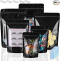 4X6 Resealable Bags 200 Pcs Mylar Bags for Food Storage Candy Packaging Black Mylar Bags with Window Reclosable Small Stand Up Pouches Edible Packaging for Small Business