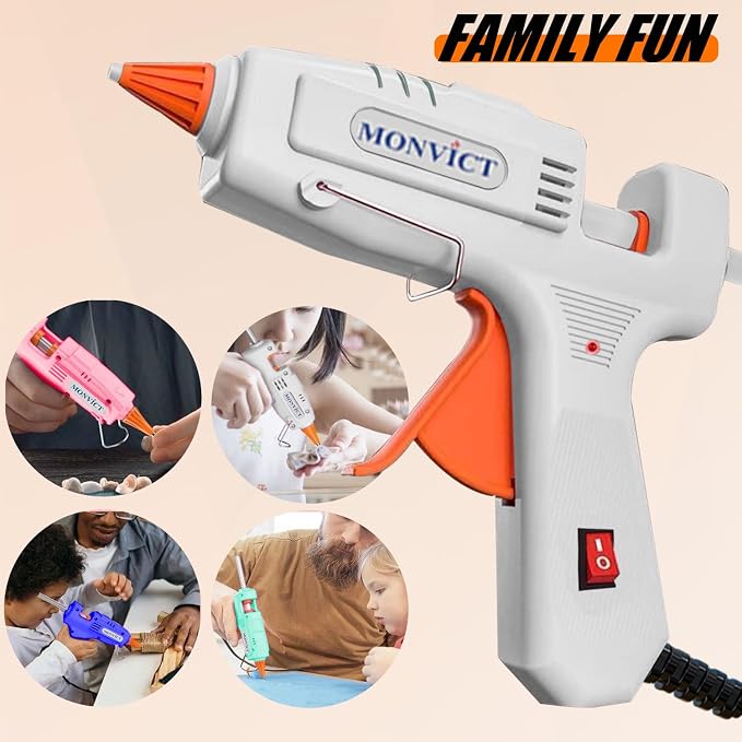 MONVICT Hot Glue Gun Kit, Mini Glue Gun with Carrying Case, White, 30W | 20 Pcs Premium Glue Sticks, 10 Pcs Wood Craft sticks, Fast Preheating Hot Melt Glue Gun for School Crafts DIY Arts Gift