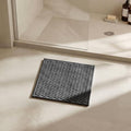 Triohero Small Bathroom Rugs Non Slip Washable Bath Rugs Super Absorbent Bathroom Rug Thin Quick Dry Low Pile Bath Mats, Dark Grey 12"x12"