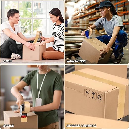 Oleitodh 16 Pack Brown Paper Packing Tape, Kraft Paper Tape Bulk 2" x 55 Yardx 7 mil Gummed Tape for Marking, Sealing Box, Masking, Shipping, Strong Adhesive Easy-to-Tear Waterproof Tape