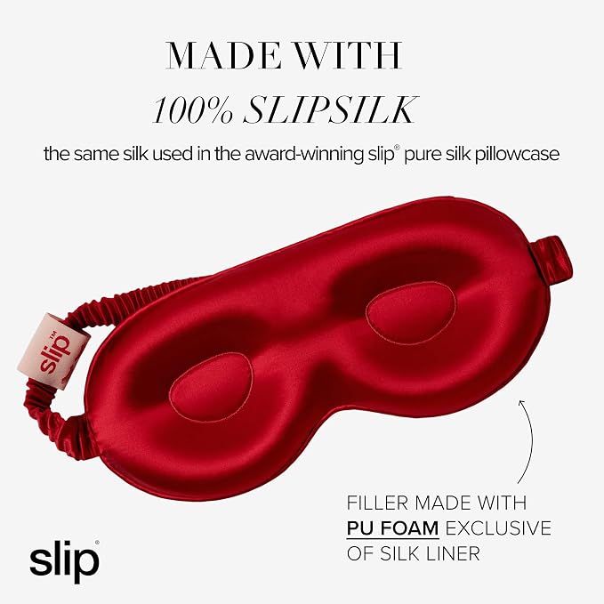 slip Pure Silk Contour Sleep Mask: Protect Your Delicate Lashes with Our Innovative, Lash-Friendly Design. Experience Uninterrupted Beauty Sleep with Slipsilk™ Comfort, 1 Contour Mask, Scarlet