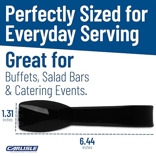 Carlisle FoodService Products Carly Tongs, Plastic Serving Tongs, for Kitchens, Restaurants, and Catering, Acetal, 6.44 Inches, Black