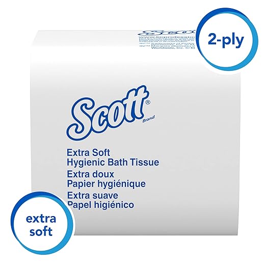 Scott® Hygienic High-Capacity Folded Bath Tissue, Bulk (48280), 2-Ply, White, Single-Pull, (250 Sheets/Pack, 36 Packs/Case, 9000 Sheets/Case)