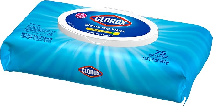 Clorox Disinfecting Cleaning Wipes Flex Pack, Bleach Free, Crisp Lemon, 75 Count (Pack of 2)