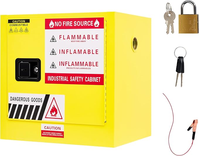 SPECRAFT 20-Gallon Flammable Safety Cabinet | 23 x 23 x 18 In, Cold-Rolled Steel, Adjustable Shelves, OSHA and CE Certified, for Industrial, Commercial and Lab Use