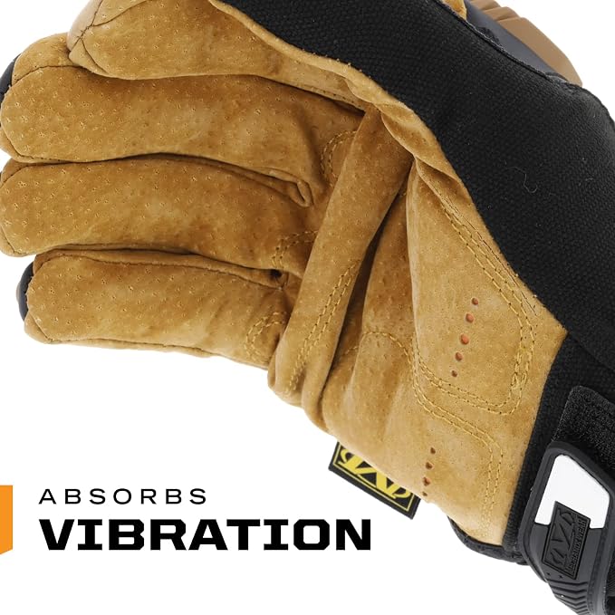 Mechanix Wear M-Pact Leather Gloves - Leather Impact-Resistant Work Gloves for Hand Support - Breathable Design - Shock Absorbing - Machine Washable - Brown/Black - Small