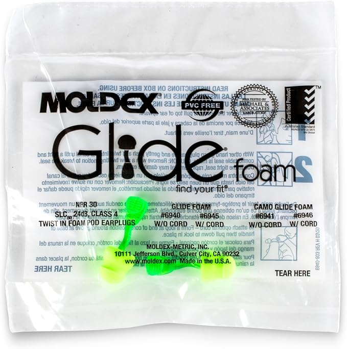 Moldex M6940 Twist in Earplugs, Foam, NRR 30, Green (100 per Dispenser)