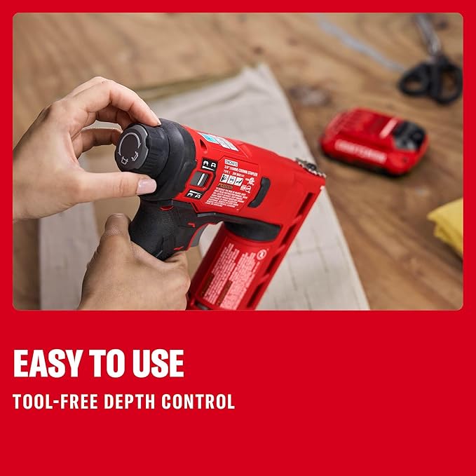 CRAFTSMAN V20 Staple Gun, 3/8 in. Wide Crown Stapler, Cordless Staple Gun Battery Powered, Tool Only (CMCN410B)