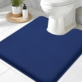 Smiry Memory Foam Toilet Rugs U-Shaped 20x20, Extra Soft Absorbent Non-Slip Contour Bathroom Rugs, Machine Washable Bath Mats for Toilet, Navy Blue