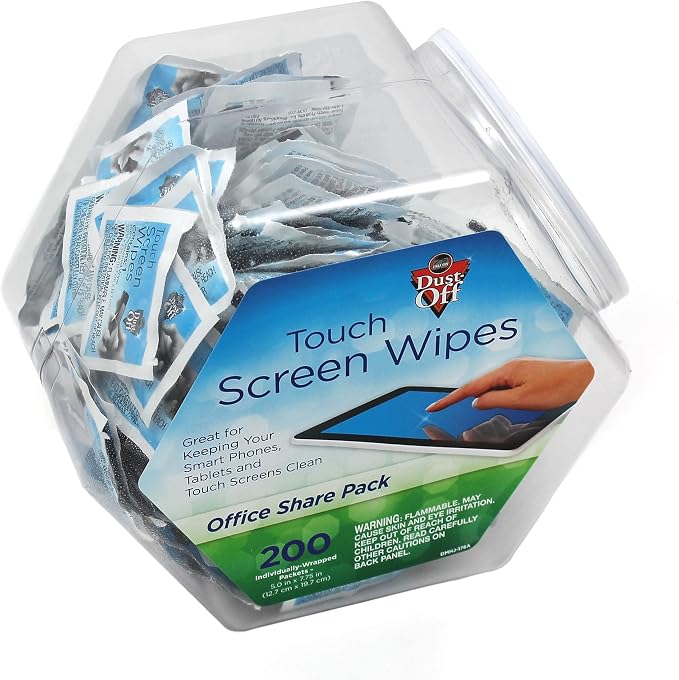 Touch Screen Wipes, 5 x 7 3/4, 200 Individual Foil Packets
