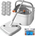 Spin Mop and Bucket Set with Self Separation Dirty and Clean Water System, Self Wringing 360° Rotating Square Mop Head for Home Floors Cleaning (1.0 Mop and Bucket Set (8 Pads))